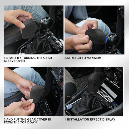 Pack-2 Car Shift Knob Cover, Stretchable Tight-Fitting Silicone Shift Lever Anti-Scratch Protector, Side Opening Shift Head Decoration, Universal ...