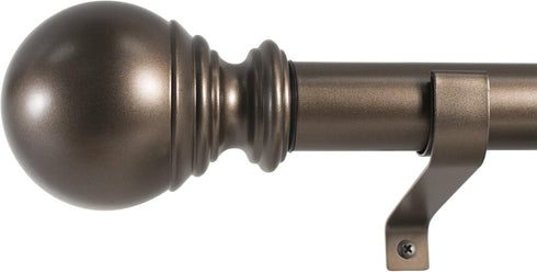 Decopolitan 30409-BZ36 Ball Single Telescoping Drapery Rod Set, Medium, Bronze,36 to 72 inch...
