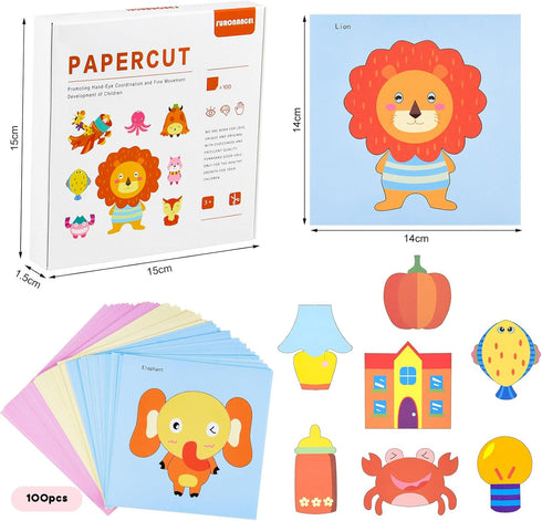 ASTARON 2 Kids Safety Scissors with 100 Pcs Paper Cutting For Paper Craft Supplies, Kids Preschool Training Scissors, Art Craft Plastic Scissors f...