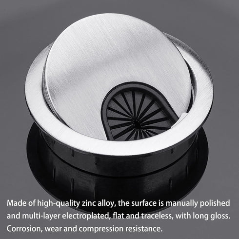 2 Pack 2 Inch Metal Desk Grommet for Wire Organizer, Brushed Silver...