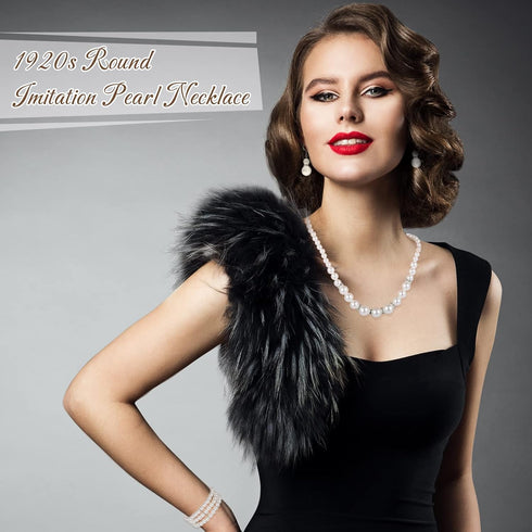 Hicarer 3 Pack Pearl Jewelry Set 1920s Pearl Necklace Bracelet Earrings Simulated Faux Pearl Jewelry Set for Wedding Costume Jewelry for Women...