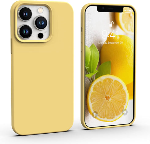 IceSword iPhone 13 Pro Max Case Yellow (2021), Liquid Silicone Slim Protective Phone Case, Soft Anti-Scratch Microfiber Lining, Matte Bright Lemon...