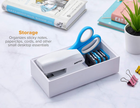 Bostitch Office Konnect Desk Organizer Accessory Tray, Wide, Stacks for Desktop Storage, White...