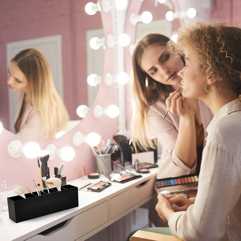 Jetec Acrylic Pencil Holder 6 Compartments Pen Holder Stationery Organizer Makeup Storage Box for Desk Accessories, Cosmetic Brushes, Office, Dorm...