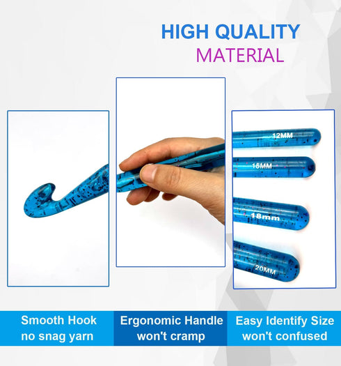 Weabetfu 25mm Large Crochet Hook,Huge Crochet Hooks for Chunky Yarn,Ergonomic Knitting Giant Crochet Hooks,Big Crochet Hooks for Knitting Yarn Car...