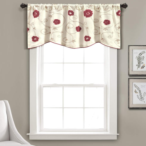 Lush Decor Royal Embrace Valance Floral Window Kitchen Curtain (Single), 18” x 42”, Blue...
