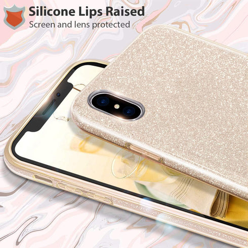 MATEPROX Compatible with iPhone Xs Max Case Glitter Slim Shiny Sparkle Crystal Bling Cover Cute Girls Case (Gold)...