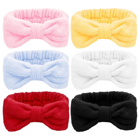Ondder 6 Pcs Skincare Spa Makeup Headband for Washing Face Terry Cloth Face Wash Headband Head Band for Skin Care Soft Make Up Headbands Bow Hair ...