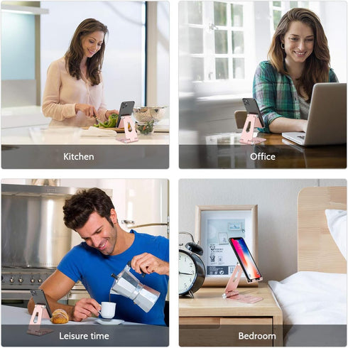 Urmust Cell Phone Stand for Desk Adjustable Foldable Phone Holder for Office Portable Desktop Dock Compatible with iPhone 15 14 13 12 11 Max Pro X...