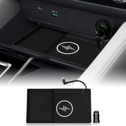 Silicone Wireless Phone Charging Pad Dual Charging Ports Charger Station for 2022 2023 2024 Mitsubishi Outlander 15W Adapter for Smartphone...