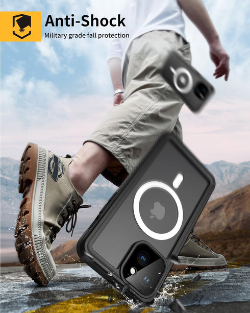 Lanhiem for iPhone 13 Magnetic Case, Waterproof Dustproof Shockproof Case with Built-in Screen Protector Compatible with Magsafe, Full Body Protec...