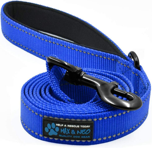 Max and Neo Small Dog Reflective Nylon Dog Leash - We Donate a Leash to a Dog Rescue for Every Leash Sold (BLUE, 4x5/8)...