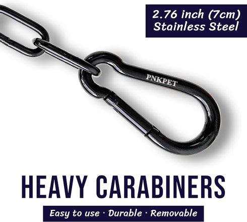 304 Stainless Steel Gate Chain 32" x 5/32" - Chain Link Gate Latch for Outdoor Fence & Livestock - Safety Hanging Metal Chain with 2 M7 Carabiners...