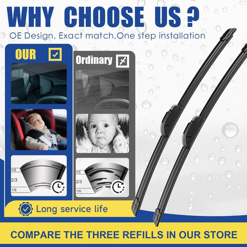 3 Wipers Factory Replacement For Jeep Grand Cherokee 2005-2010 Original Equipment Windshield Wiper Blades Set 21"+21"+14" (Set of 3)...