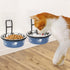 Cat Feeder, Wall Mounted, Raised Stainless Steel Bowls with Stand, Nonslip No Spill, 2 Packs (Blue)...