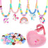 FLYINGSEEDS Unicorn Jewelry Making Kit, 5 Rubber Necklaces and Charms with 100 Big Holes Beads Toy Set, Beading Arts and Crafts, Ideal Gifts for G...