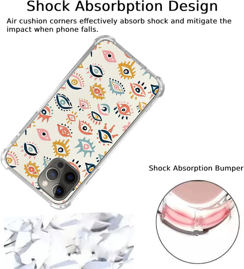 Mystic Evil Eyes Case Compatible with iPhone 15 Pro, Aesthetic Hippie Colorful Eyes Case for iPhone 15 Pro for Teens Women Men, Trendy Cool TPU Ca...
