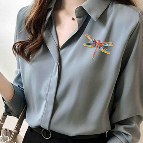 2Pcs Retro Crystal Dragonfly Brooches Elegant Enamel Rhinestone Animal Statement Brooch Pins Fashion Jewelry Accessories for Women Girl Gift Gold...