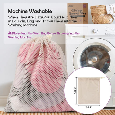 HOMEXCEL Reusable Makeup Remover Pads 50 Pack-Eco-friendly Makeup Remover Cloth Face Pads for Facial Cleansing-Soft Cotton Rounds for All Skin Typ...