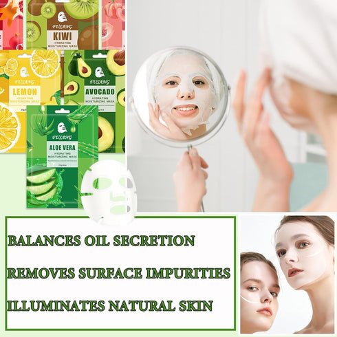 10 Pcs Facial Sheet Mask,Hydrating Face Masks Skincare Gift Set,Moisturizing Soothing Facial Masks,Easy to Use & Nourishing Face Mask Skin Care Se...