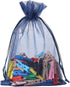 HRX Package 100pcs Organza Gift Bags Navy Blue, 4 x 6 inch Mesh Jewelry Pouches Drawstring Party Favor Bags for Small Sample Christmas Candy...