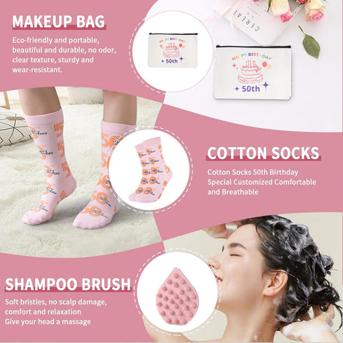 50th Birthday Gifts for Women,Her,Unique Gifts for Friends Female, Mom, Bestie, Sister, Wife, Relaxing Spa Gift Basket Set,Candles,Tumbler,Makeup ...