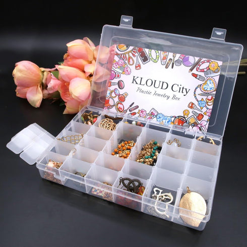 Clear Plastic Jewelry Box Organizer Storage Container with Adjustable Dividers (36 Grids)...