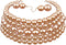 COLORFUL BLING 5 Rows Elegant Simulated Pearl Strand Choker Necklace With Earrings Set Women Ladies Statement Jewelry...