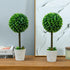 MyGift 15 Inch Artificial Boxwood Topiary Tree - 2 Pack Potted Faux Plant Balls in Gray Pulp Planter, Tabletop Home Décor...