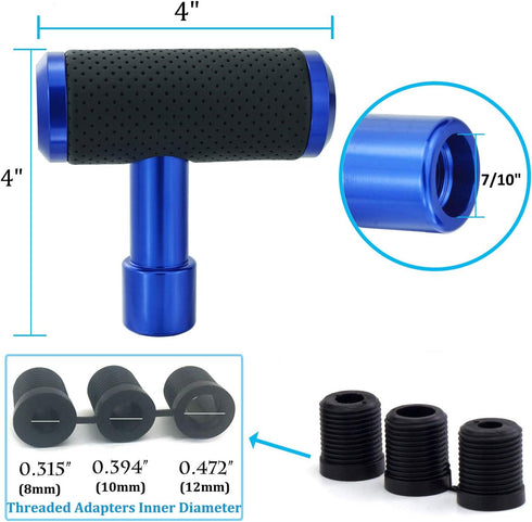 T Handle Shifter Car Knob, Joystick Style Alloy Cover with Leather Gear Stick Lever Shift Fit Most Automatic Manual Transmissions, Blue-Black...