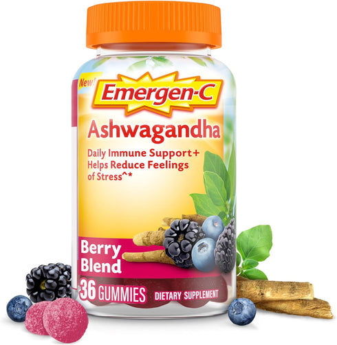Emergen-C Vitamin C and Ashwagandha Gummies, Dietary Supplement for Immune Support, Berry Blend - 36 Count...