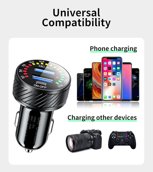 KEWIG Car Charger, 36W Fast Car Charger Adapter, Dual USB Car Charger Fast Charge with Colorful Voltmeter & ON/Off Switch......