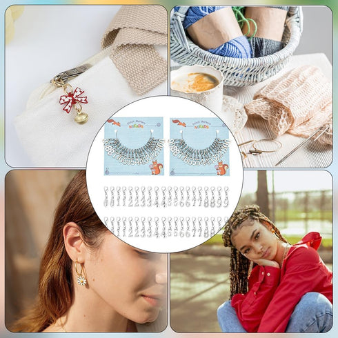 NBEADS 40 Pcs 0-9 Number Stitch Markers, Alloy Crochet Marker Charms Removable Lobster Clasp Locking Stitch Marker for Knitting Weaving Sewing Jew...