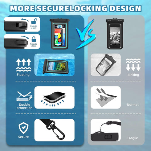 Waterproof Phone Pouch,IPX8 Universal Waterproof Case Underwater Dry Bag Compatible to iPhone 15 13 12 Pro Max SE2 11 Pro XR X 8 7 6s Plus Galaxy ...