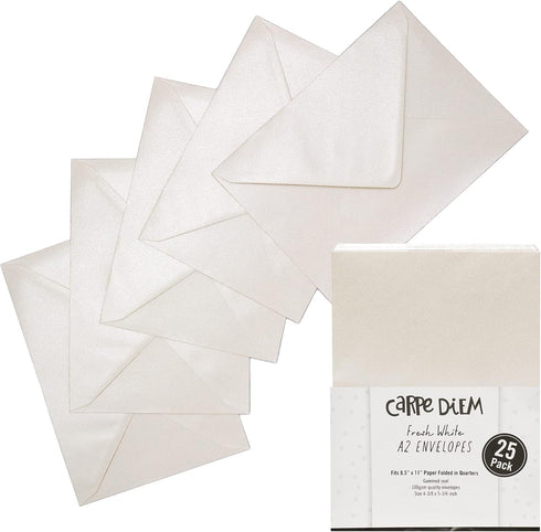 Pukka Pad, Carpe Diem Gummed Envelopes for Greeting Cards and Invitations - Pack of 25 Fresh White Envelopes - A2, 4.38 x 5.75 in...
