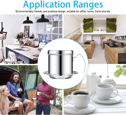 Vietnamese Coffee Filter Maker, Stainless Steel Coffee Cup Vietnam Coffee Drip Filter Maker Infuser for Home Office Cafe Maker (Silver)...