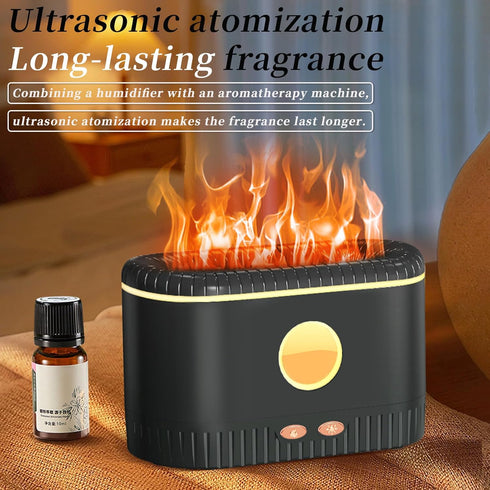 Black Flame Fire Diffuser Humidifier?7 Colors Changing Oil Diffuser?200ml Capacity Visual Water Level Line Aromatherapy Humidifier?Suitable for Li...