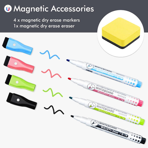 Magnetic Whiteboard Fridge Dry Erase Board: HOMiDEK Small Magnetic White Board for Refrigerator with Clean Dirty Magnet for Dishwasher, 4 x Marker...