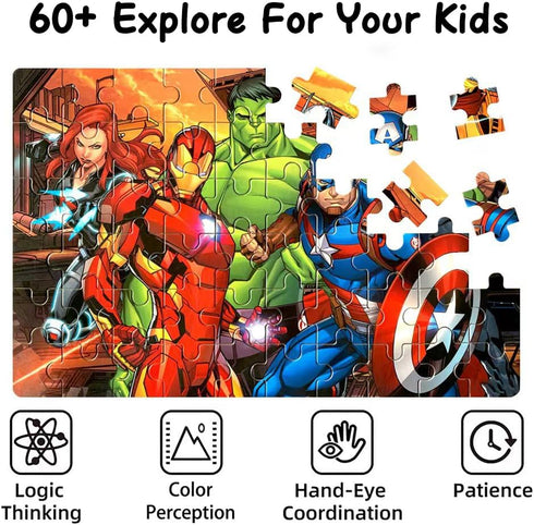 Generic NEILDEN Puzzles for Kids Ages 4-6 Children Puzzles Preschool 60 Piece Puzzle in Metal Box (Heros)...