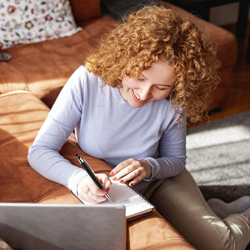 Cobee® Stylus Tip Ballpoint Pens, 6 Pieces 1.0mm Retractable Ball Point Pen Medium Point Smooth Writing Pen Black Ink Metal Pen Stylus Nice Pen fo...