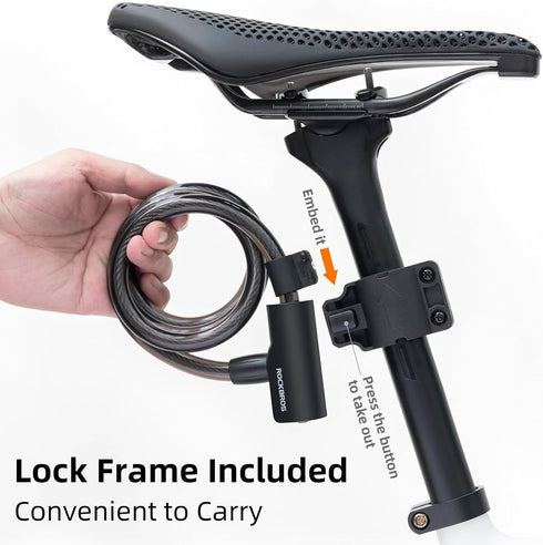 ROCKRBOS Bike Cable Lock with Keys, 2 Keys & 1 Mount Bracket, ABS Lock Shell, Cable Lock for Bike/Gate/Scooter...