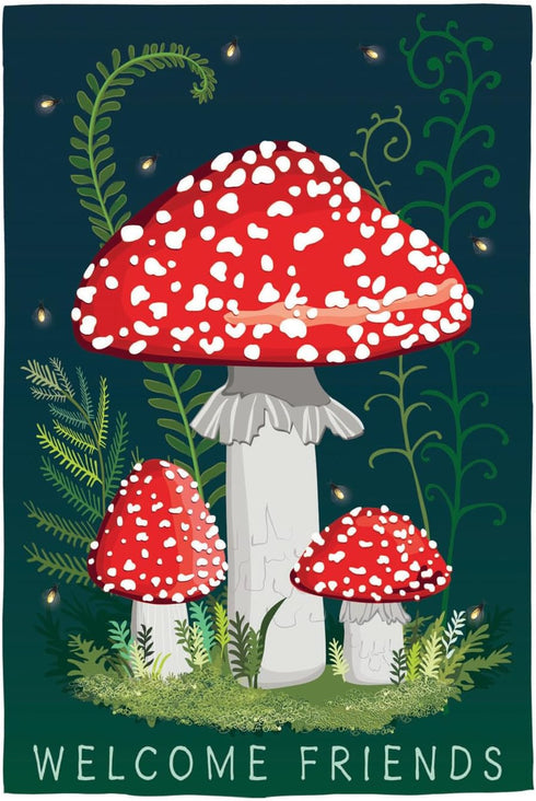 Evergreen Flag Welcome Friends Mushroom Spring Garden Flags 12x18 double sided | Small Garden Flags For Outside | Welcome Spring Flag Décor for Ya...