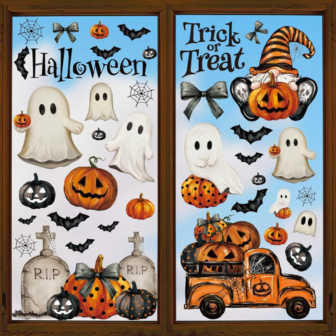 Horaldaily 83 PCS Halloween Window Cling Sticker, Ghosts Pumpkins for Home Party Supplies Shop Window Glass Display Decoration...