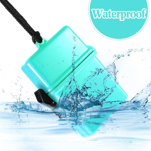 Outus 3 Pieces Waterproof Case ID Card Holder with Floating Sports Case Locker with Hanging Ring and Rope (Black Purple Lake Blue,4.72 x 2.95 x 1....