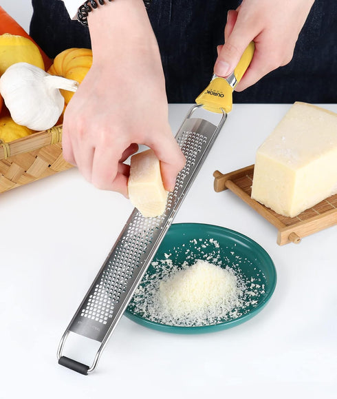 Ourokhome Kitchen Lemon Zester, Stainless Steel Hand Held Parmesan Cheese Grater for Ginger, Chocolate, Coconut, Lime, Nutmeg, Citrus, Fruit, Vege...