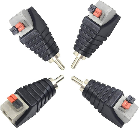 Poyiccot Speaker Wire to RCA Adapter Converter, RCA to Speaker Wire Adapter Subwoofer Phono Male to AV 2 Screw Terminal Video Audio Spring Press T...