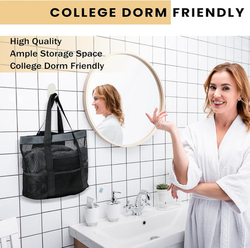 2 Pcs Bedside Caddy Storage Organizer, Hanging Mesh Bag with Pockets for Dorm Bedside Holder Storage Basket for College Bathroom Dorm Rooms Hospit...