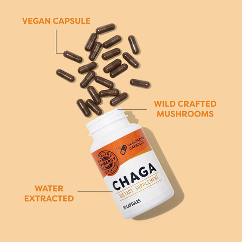 Vimergy Chaga Mushroom Capsules, 30 Servings – Real Mushroom Herbal Supplement for Cardiovascular Support - Kosher, Non-GMO, Gluten-Free, Vegan, P...