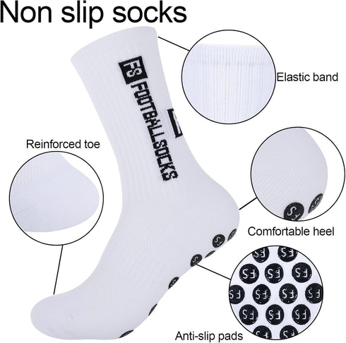 3 Pairs Non Slip Sport Soccer Socks Anti Slip Football Socks Unisex Athletic Sports Socks with Rubber Dots Breathable Basketball Socks for Footbal...
