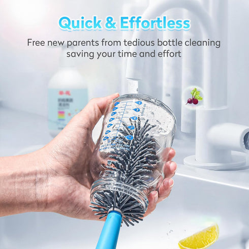 Electric Bottle Brush Set with Baby Bottle Brush, 2 Nipple Brush, Straw Brush and Extension Handle, Rechargeable Bottle Brush Cleaner, for New Bab...